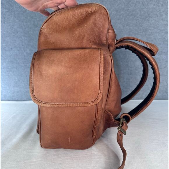 VTG Dilana Design Coll. Genuine Leather Backpack Travel Top Zipper Retro BOHO - Picture 5 of 15